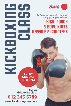 Kickboxing Training Announcement Flyer 4x6in Design Template