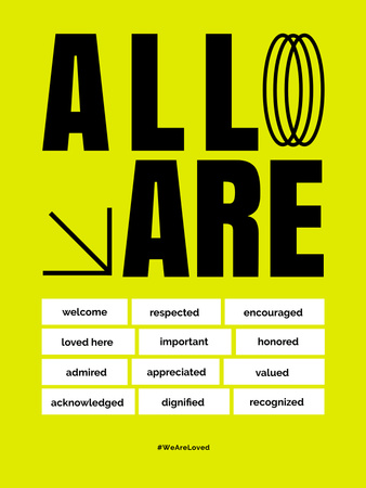 Designvorlage Inspirierender Satz über Selbstliebe mit Ovalen auf Gelb für Poster US