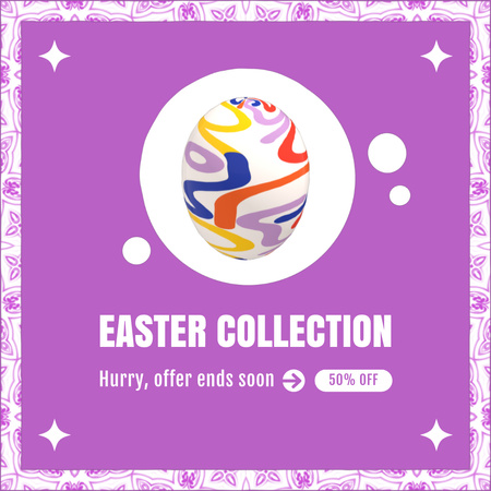 Designvorlage Promo zur Osterkollektion mit hell bemaltem Ei für Animated Post