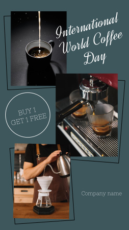 International World Coffee Day With Aromatic Beverage Instagram Story Design Template