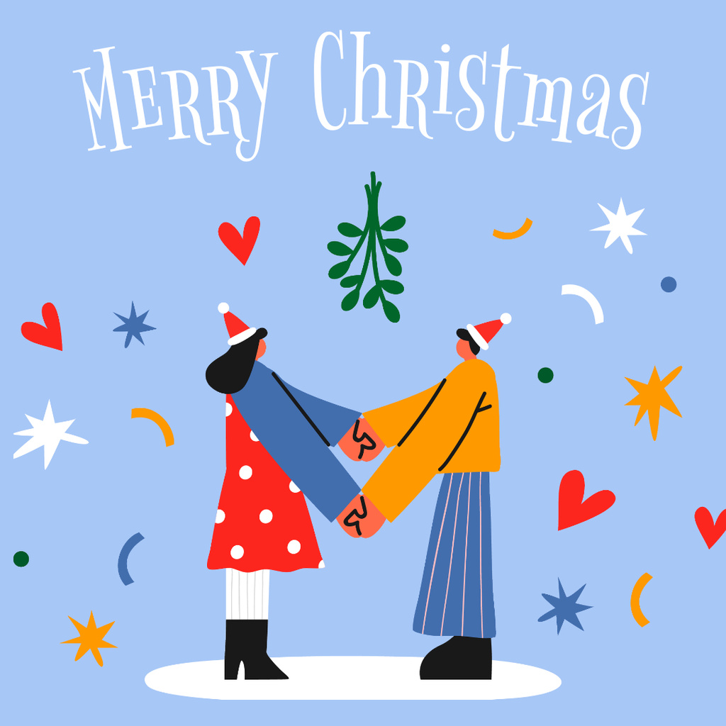 Cute Couple holding Hands on Christmas Instagram Design Template