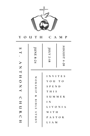 Designvorlage Youth religion camp Promotion in white für Invitation 6x9in