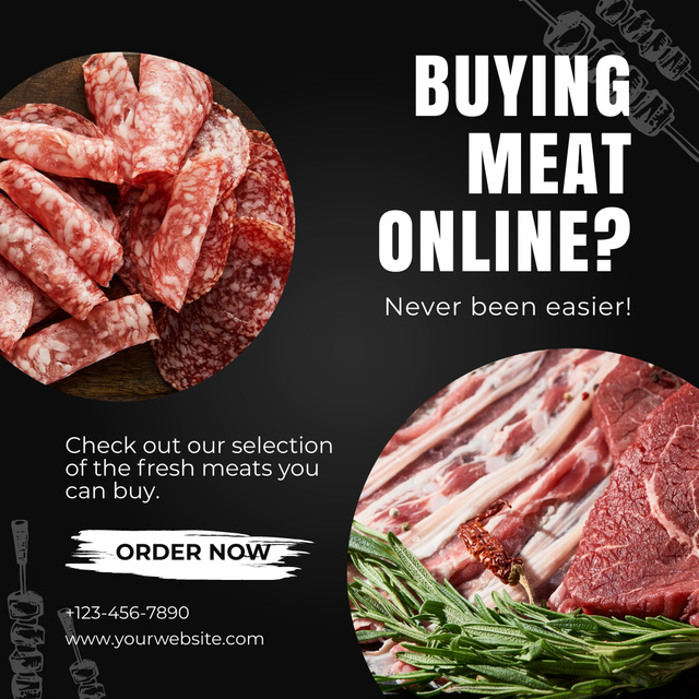 Online Retail of Meat Products Instagram Πρότυπο σχεδίασης
