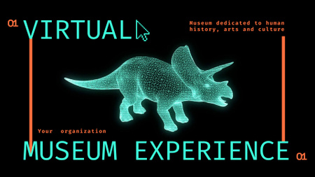 Anúncio de tour virtual pelo museu com modelo de dinossauro 3D Full HD video Modelo de Design