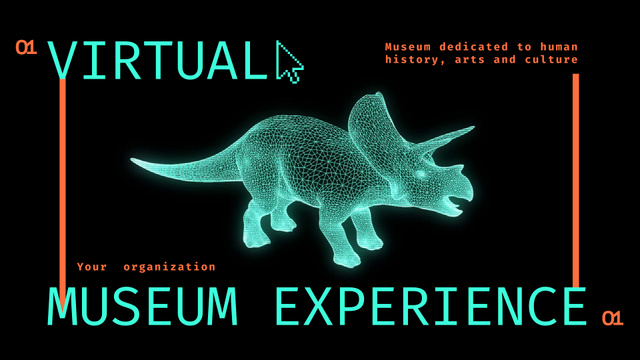 Designvorlage Virtual Museum Tour Announcement with 3D Dinosaur Model für Full HD video