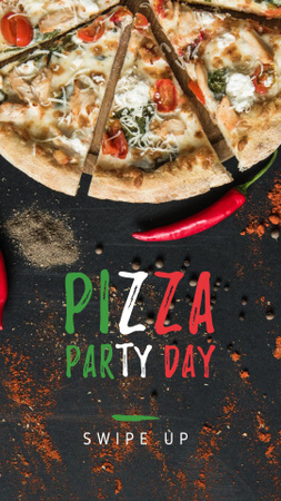Pizza Party Day celebrating food Instagram Story Modelo de Design