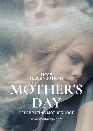 Mother's Day Holiday with Mom and Daughter Poster Design Template