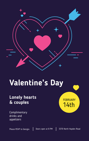 Valentine's Day Party invitation with Heart Invitation 4.6x7.2in Design Template