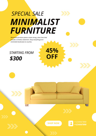 Plantilla de diseño de Furniture Sale with Modern Sofa Poster 