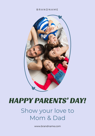 Young Family having Fun on Parents' Day Poster 28x40in Design Template
