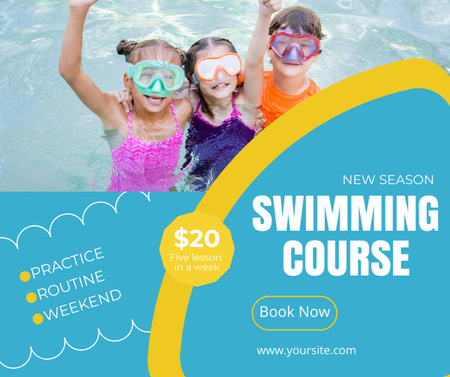 Designvorlage Swimming Course Offer for Children für Facebook