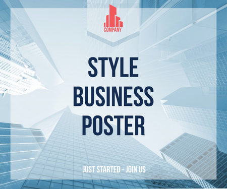 Offer to Help Start New Business with Skyscrapers Medium Rectangle Design Template