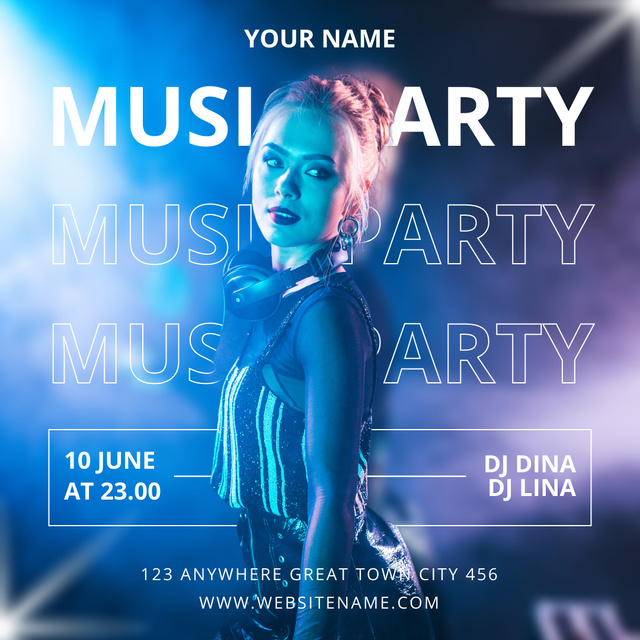 Designvorlage Night Music Party Announcement für Instagram