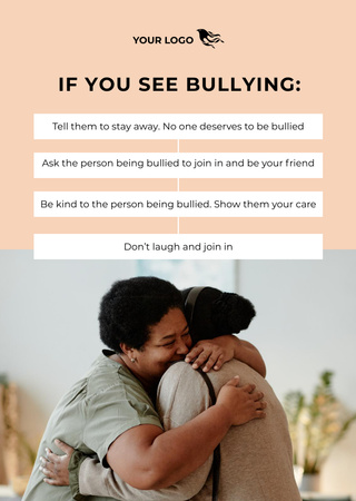 Ontwerpsjabloon van Postcard A6 Vertical van Call to Stop Bullying in Society With Hugging