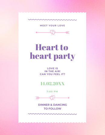 Heart to Heart Party Announcement Flyer 8.5x11in Šablona návrhu