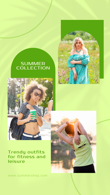 Summer Outfits Collection With Trendy And Fitness Instagram Story Design Template