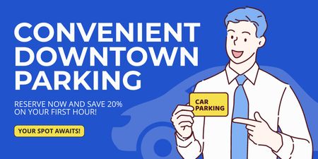 Reserve Convenient Downtown Parking at Discount Twitter Design Template