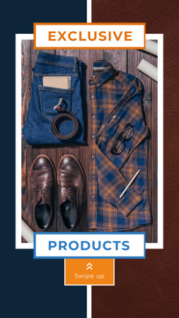 Sale Ad with Casual Male Outfit Instagram Story Design Template