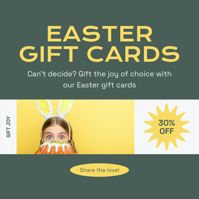 Easter Gift Cards Special Offer with Cute Girl Instagram AD – шаблон для дизайну