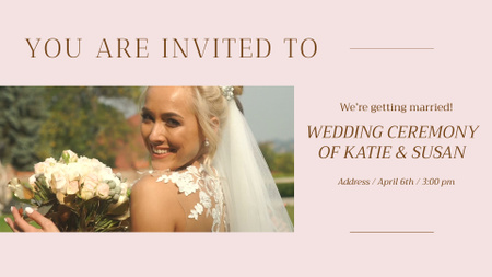 Designvorlage Wedding Ceremony Announcement In Pink für Full HD video
