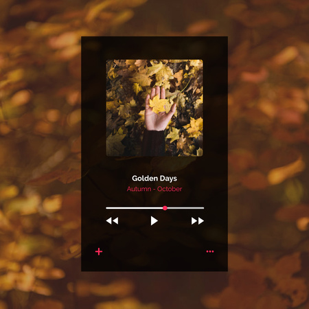 Music Player with Autumnal Leaves on Hand Animated Postデザインテンプレート