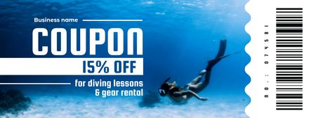 Scuba Diving Ad with Blue Water in Sea Coupon Design Template