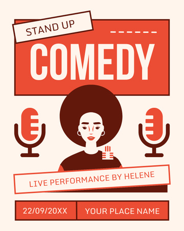 Announcement of Live Performance at Comedy Show Instagram Post Vertical Design Template