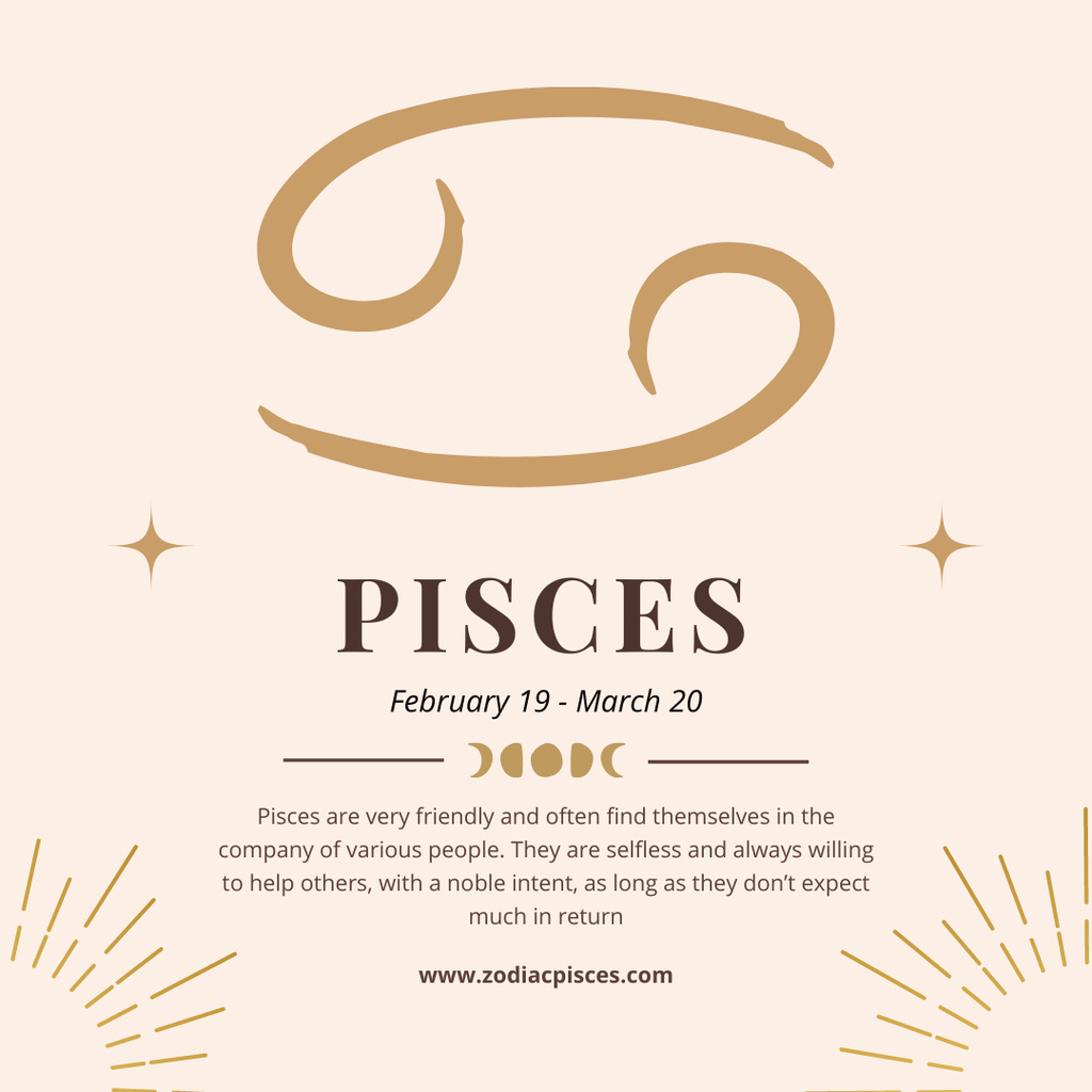 Ontwerpsjabloon van Instagram van Characteristics of Pisces Zodiac Sign 