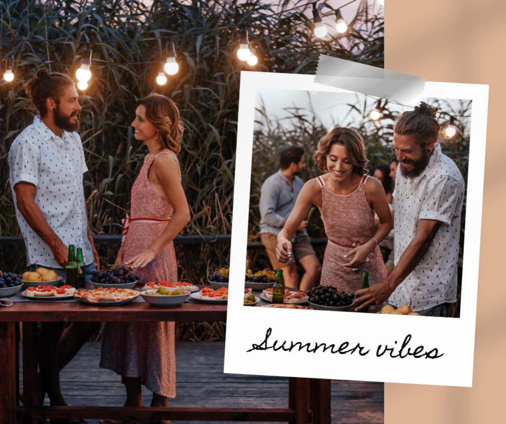 People on Cozy Night Summer Party Facebook Design Template