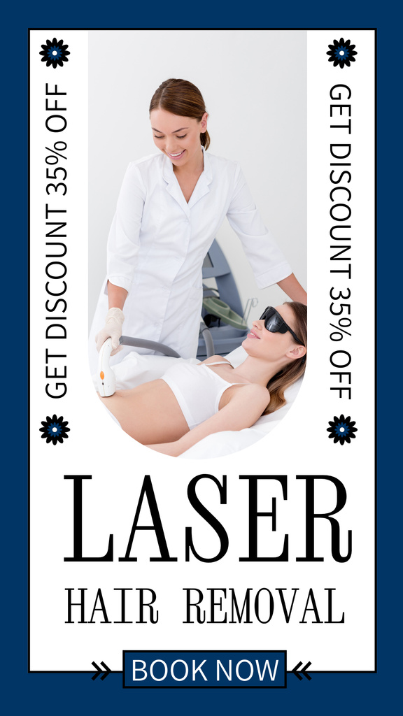 Offer Book Laser Hair Removal Session with Discount Instagram Storyデザインテンプレート