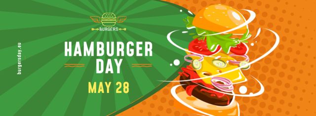 Hamburger Day Putting together cheeseburger layers Facebook cover Šablona návrhu