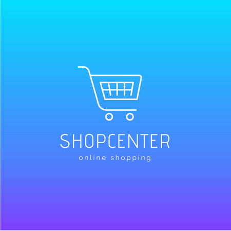 Store Ad with Shopping Cart on Blue Logo Design Template