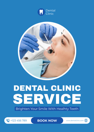 Woman on Dental Visit in Clinic Flayer Design Template