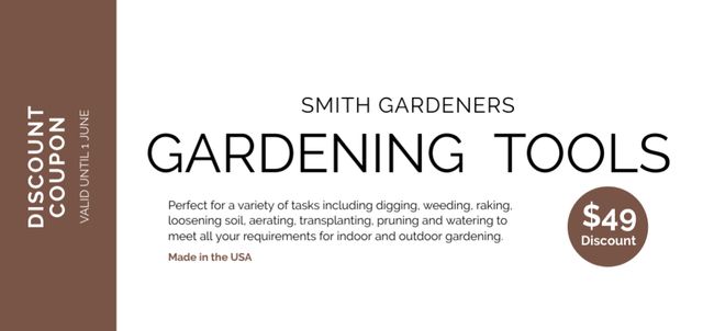 Gardening Tools Sale Offer in Brown Coupon Din Large – шаблон для дизайна