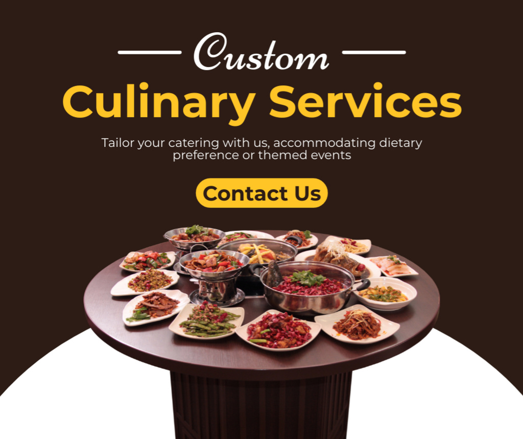 Ontwerpsjabloon van Facebook van Custom Culinary Service with Exquisite Gourmand Dishes