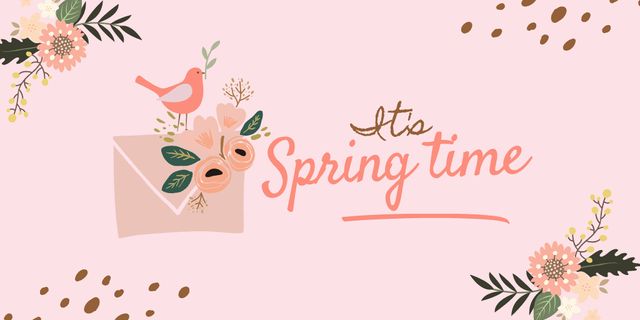 Greeting to Spring Time Twitter Design Template