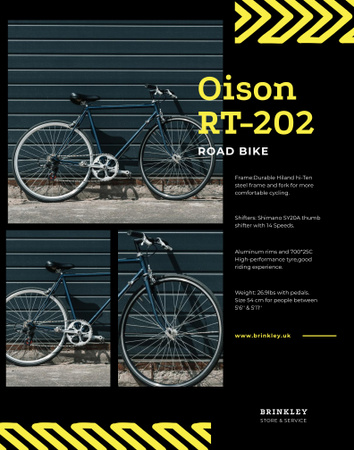 Bicycles Store Ad with Road Bike in Black Poster 22x28in Design Template