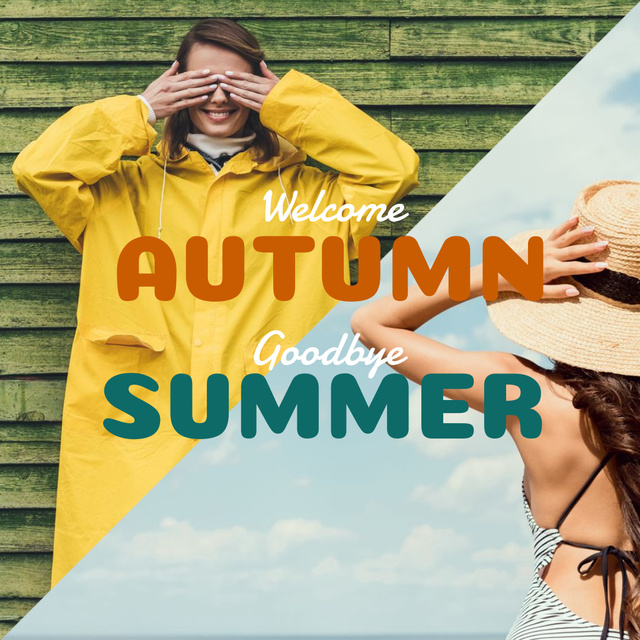 Autumn Greeting with Cute Young Girl Instagram Design Template