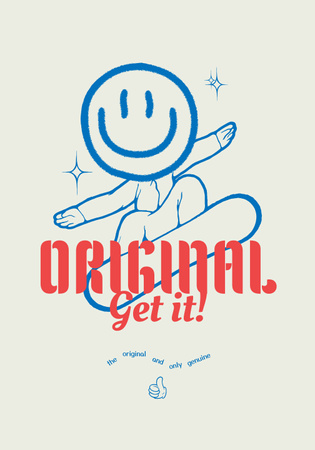 Plantilla de diseño de Funny Character Emoticon on Snowboard Poster 28x40in 