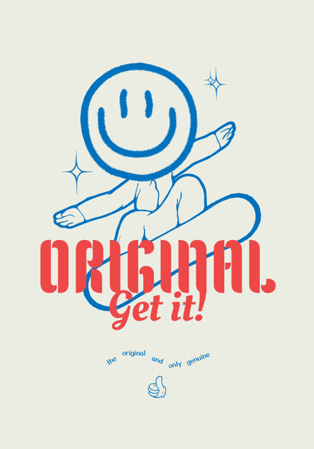 Designvorlage Funny Character Emoticon on Snowboard für Poster 28x40in