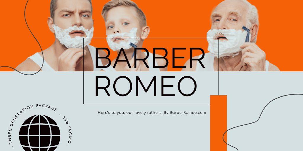 Designvorlage Barber Romeo For Cool Fathers für Twitter