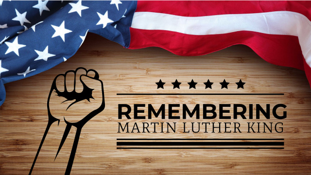 Designvorlage Martin Luther King Day Congrats with Flag And Gesture für Youtube