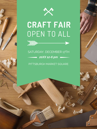 Craft Fair Announcement Wooden Toy and Tools Poster US – шаблон для дизайна