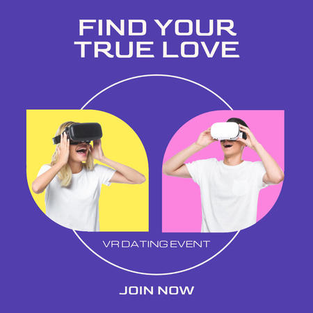 Virtual Reality Dating Promotion with Young Couple Instagram Design Template