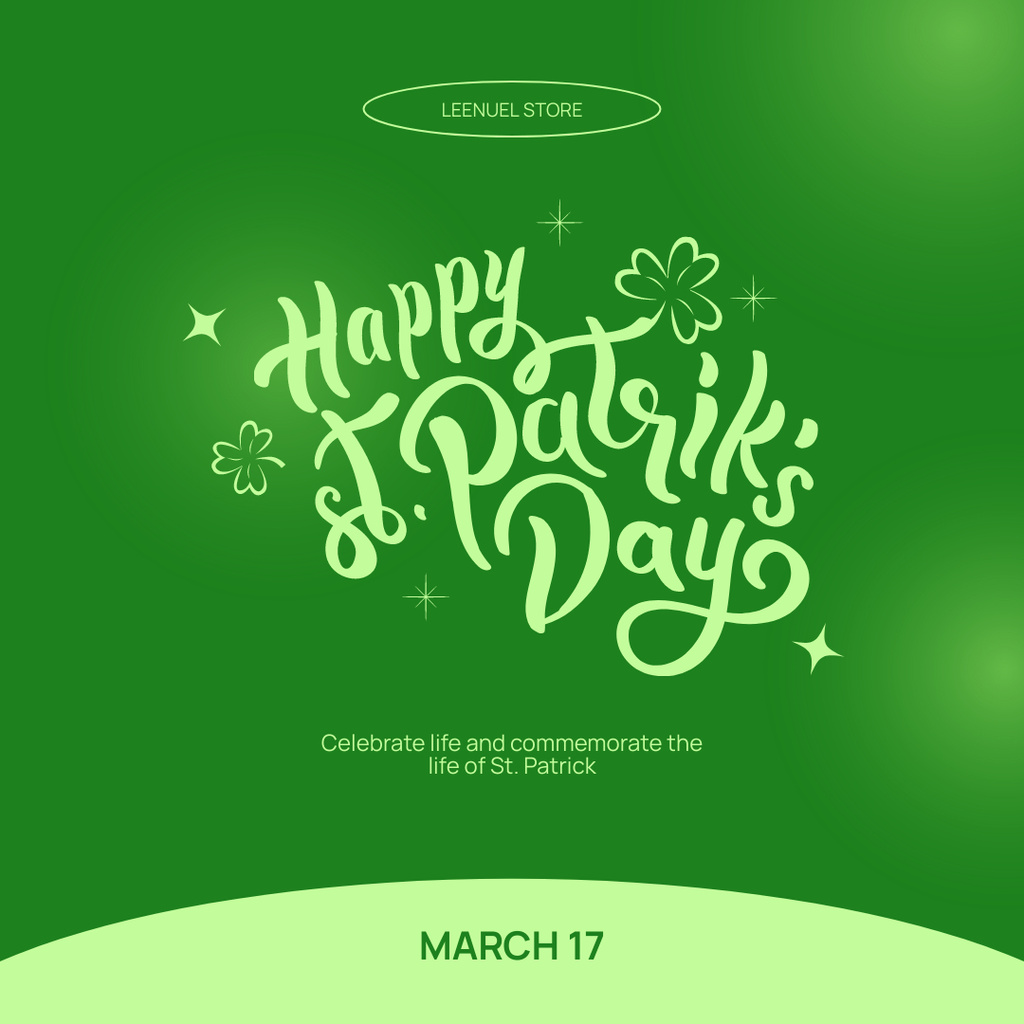 Template di design Congratulations on St. Patrick's Day on Green Instagram