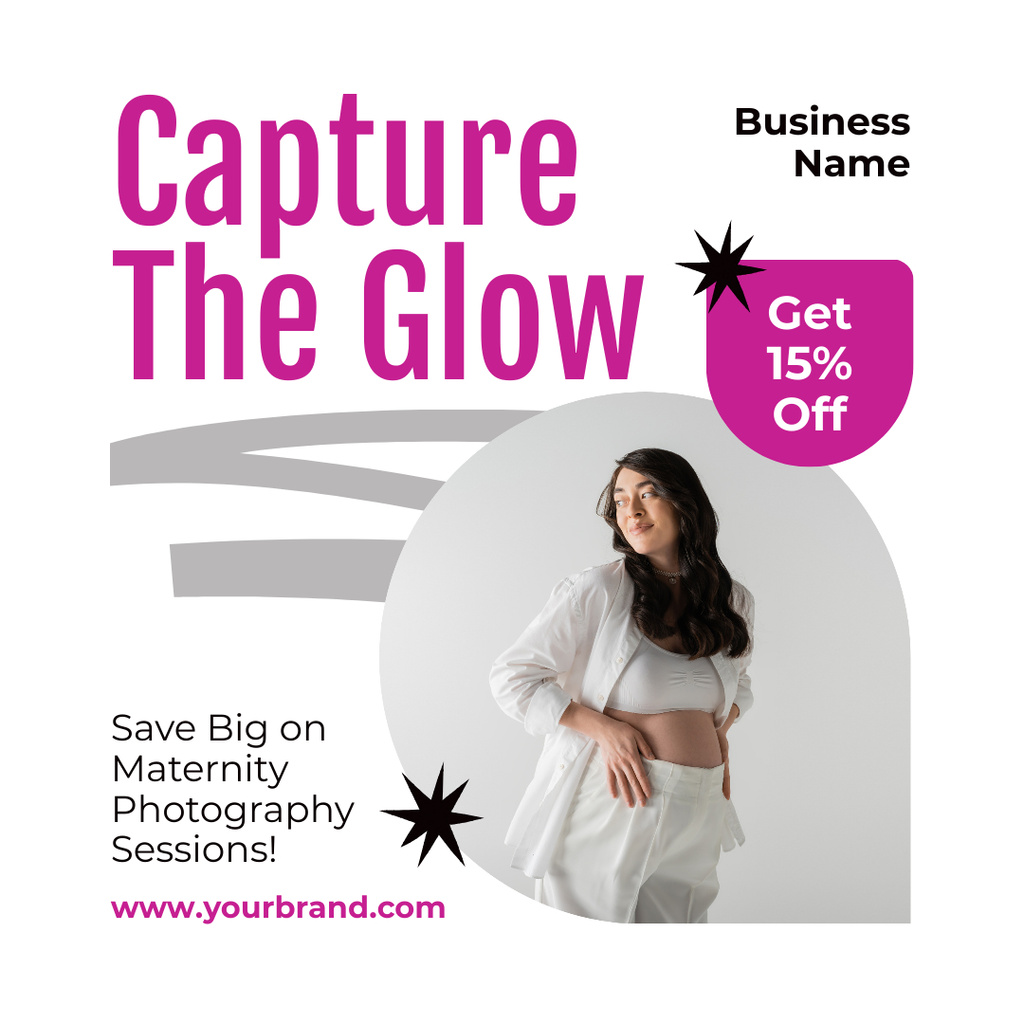 Ontwerpsjabloon van Instagram AD van Huge Discount on Photo Shoot for Pregnant Young Women