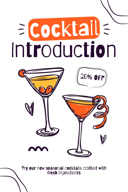 Ontwerpsjabloon van Pinterest van New Seasonal Cocktails Ad at Discount