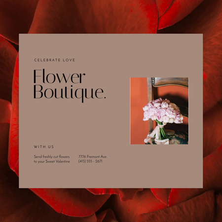 Designvorlage Valentinstag Floristen Angebot mit rosa Pfingstrosen Bouquet für Animated Post