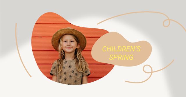 Designvorlage Children Fashion Offer with Little Girl in Hat für Facebook AD
