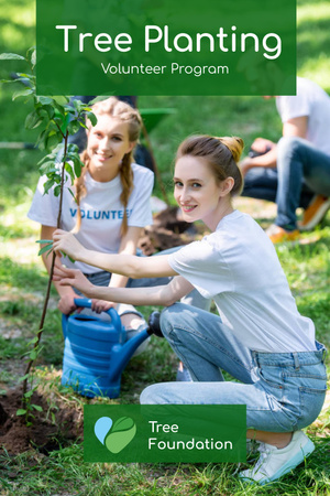 Platilla de diseño Volunteer Program Team Planting Trees Pinterest